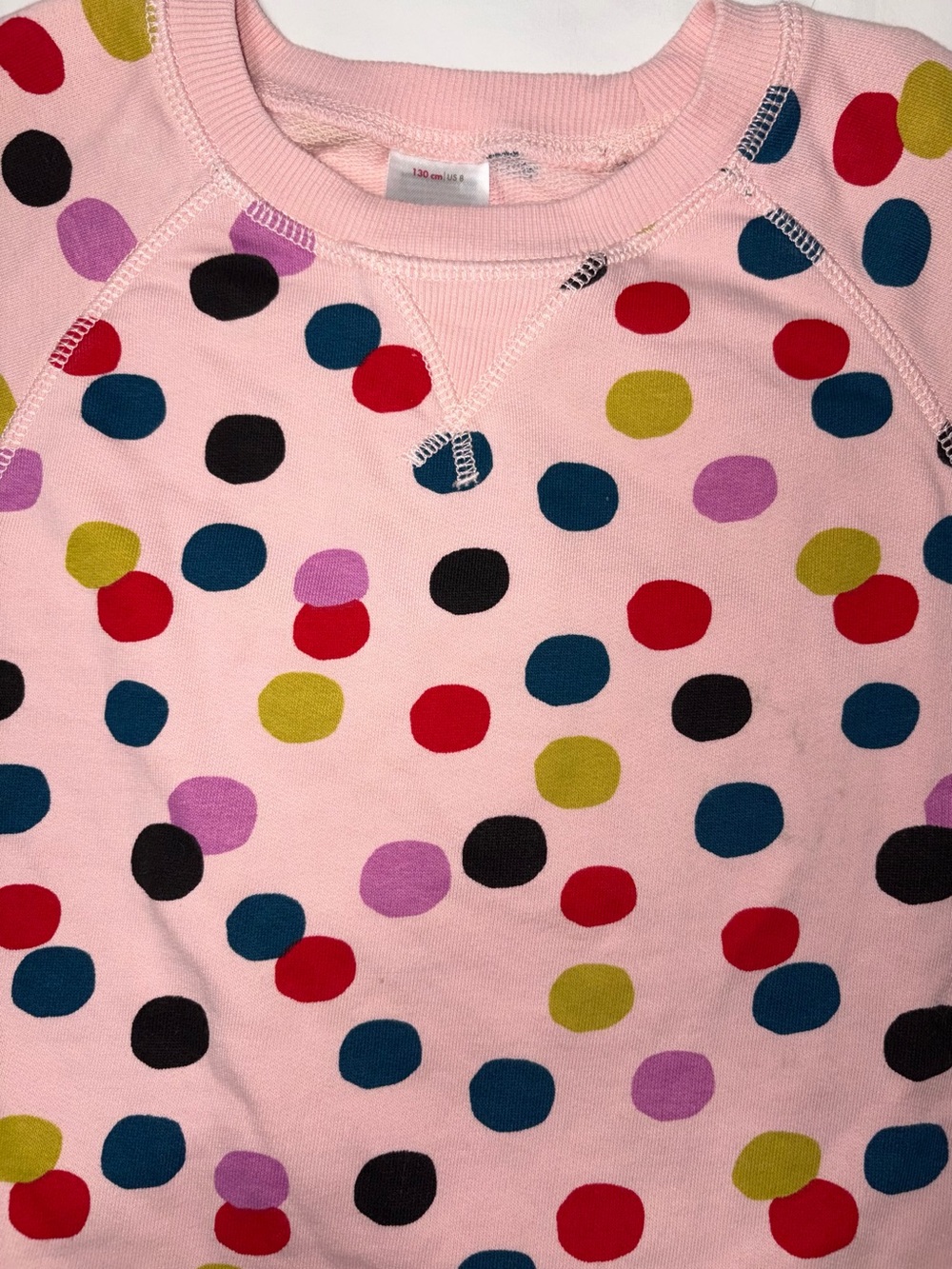 Hanna Andersson pink polka dot sweatshirt sz 8 EUC smoke free home - Picture 3 of 5